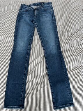 AG The Pima Cigarette Leg. Women's Straight-Leg Jeans in Dark Blue Denim